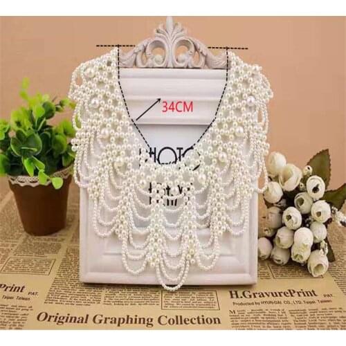 New Fashion Petal Pearl Necklace Fake Collar Collar Accessories Bead Collar Crown Hand-Knitted Fake Clothing Jewelry Accessories