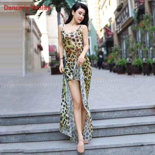 Belly Dance Clothes New Female Leopard print Suspenders Dresses And Tops profession Competition Performance Clothing Summer