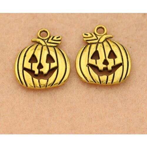 KJjewel Antique Gold Color Pumpkin Charms Pendants Jewelry Making Bracelet Accessories Diy Jewelry Findings 18x16mm 10pcs/lot