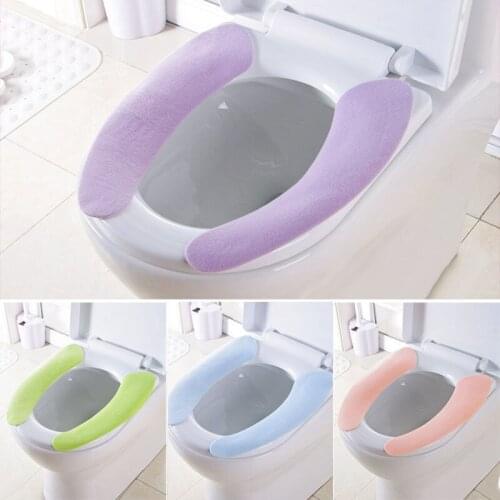Portable Reusable Warm Plush Toilet Seat 4 Color Cuttable Washable Toilet Cover Set Warm Sticky Toilet Mat Seat