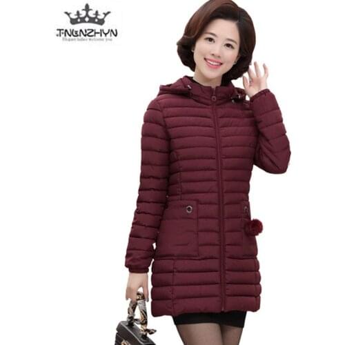 Plus size 2019 Middle-aged Winter Down Cotton Clothes High-quality Medium-length Warm Women Jacket Coats Hooded Ms Jacket Parkas
