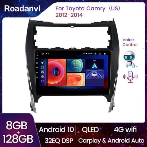 Roadanvi Car audio Android 10.0 Radio for Toyota Camry GPS 2012 2013 2014 USA & Mid-east version 10.2" HD Scree 1280*720 DSP