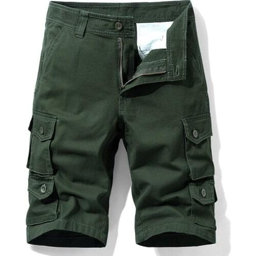 Summer Casual Mens Cargo Shorts 100% Cotton Solid Color Multiple Pockets Pinochetto High Quality Breathable Bermuda Male Pants
