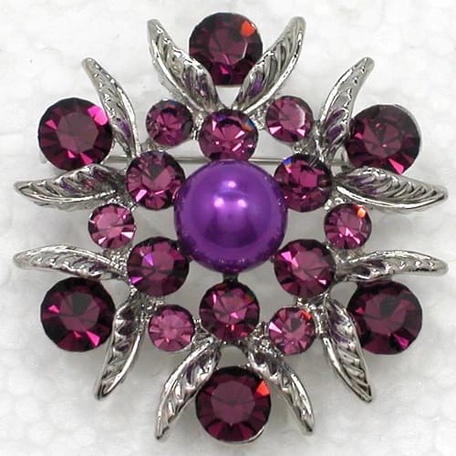 Wedding Party flower brooch Purple Rhinestone Pin brooches C775 D