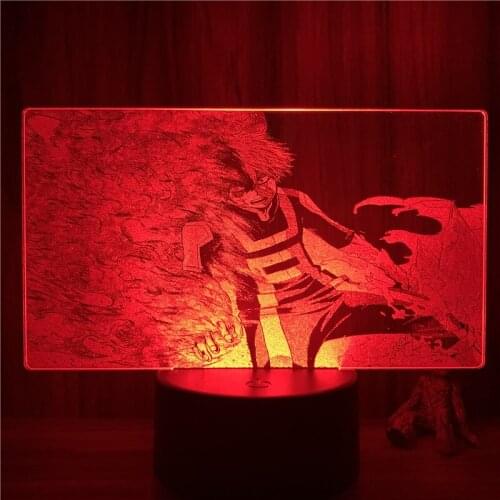 Todoroki Shoto Flame Ice 3D Nightlight Anime My Hero Academia Action Figure 7 Colors Touch Optical Illusion Table Lamp Gift Mode
