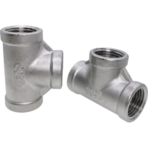 1 PCS SS304 Stainless Steel Female Threaded 3 Way Tee T Pipe Fitting 1/8" 1/4" 3/8" 1/2" 3/4" 1"BSP Threaded