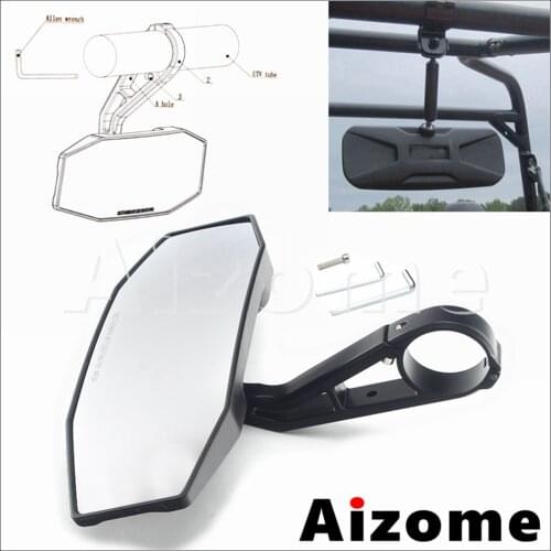 Universal 1.75" UTV Rear Mirror Suspension Center Rearview Mirrors for Polaris Ranger RZR XP 570 800 900 1000 Yamaha Rhino 09-14
