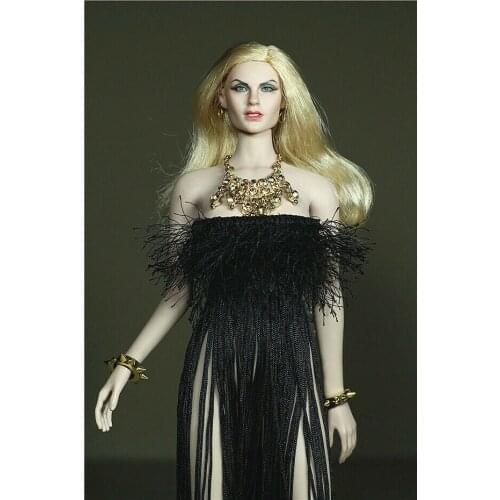1/6 Scale Female Clothes Long Skirt Women Tassels Dress Dim Light of Night Fit 12'' PH Body