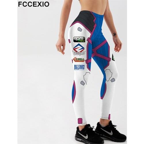 FCCEXIO High Waist Women Leggings For Fitness Ladies Combat Cosplay Print Gym Sports Workout Leggings Push Up Skinny Leggins