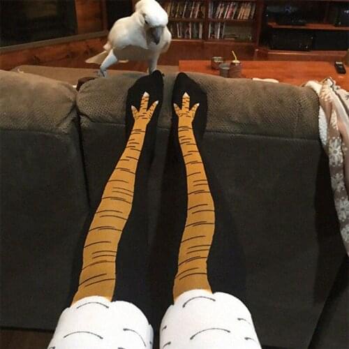 Winter Autumn Women 3D Chicken Print Funny 3D Cartoon Thigh High Sock Fashion Cute Ladies Thin Toe Feet Cosplay