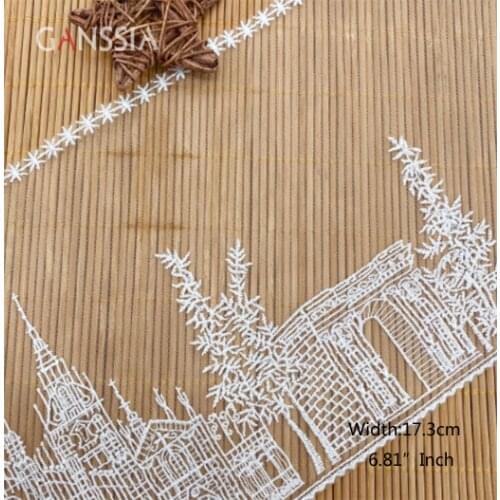 1yard Width:17.3cm Water-Soluble Lace Trim Ivory White Hair Laces for Curtain Wedding Cloth Dress Sewing Accessories(ss-2379)