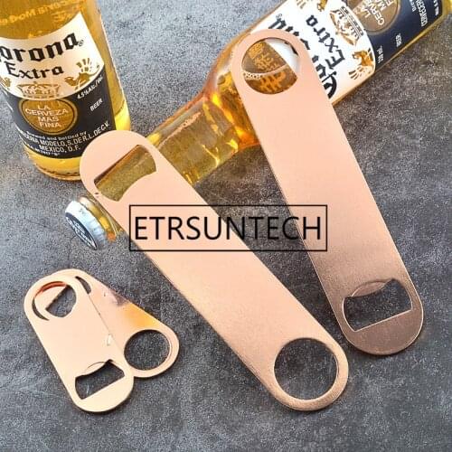 100pcs/lot Rose Gold Multifunction Bottle Opener Large Stainless Steel Flat Bottle Opener Tool Bar Beer Wine Openers