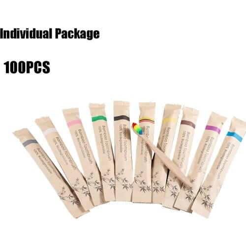 20-100PCS Eco Friendly Toothbrush Bamboo Resuable Toothbrushes Portable Adult Wooden Soft Tooth Brush for Home Travel Hotel Use