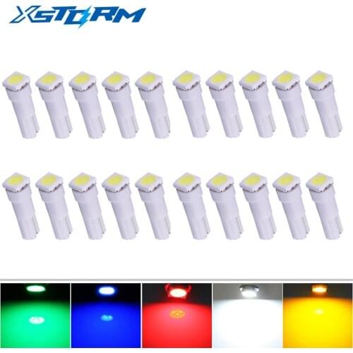 20pcs Car Interior Light LED T5 1 SMD 5050 Dashboard Wedge leds t5 Car Light Bulbs Lamp Red Blue Green Blue White auto 12V
