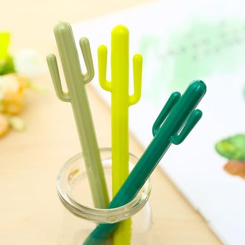24Pc Creative Kawaii Cactus Gel Pens Cute Stationery Cool Rollerball Ballpoint School Office Supply Accessory Item Material 2021