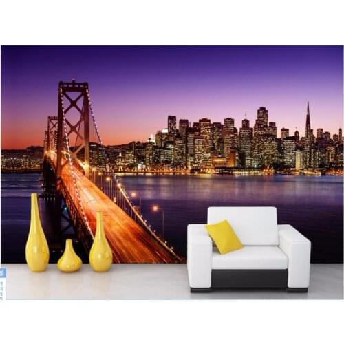 3d wallpaper custom photo non-woven mural Bridge city at night decoration painting 3d wall murals wallpaper for walls 3 d