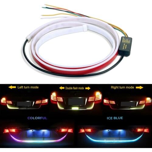 1x Car Led Strip Light Decorative Atmosphere Lamps Auto Tail Trunk Dynamic Streamer Light DRL Running Turn Signal Brake Lighting