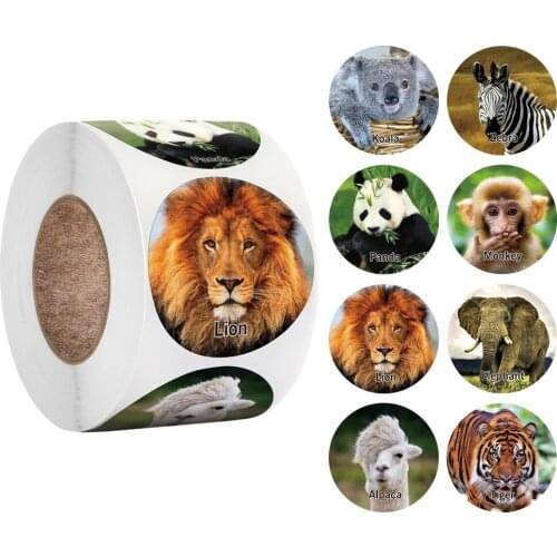 500pcs 1.5 inch Tiger Sticker Animals Labels 8 Designs for Kids Reward Tags for School Teacher Supplies Encourage Child Stickers