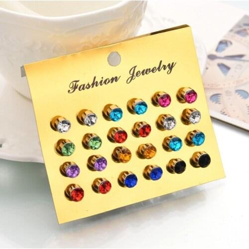12 pcs/set Fashion CColorful Zircon Earring For women Crystal Statement Earring Jewelry Wedding Engagement Earrings ER200083