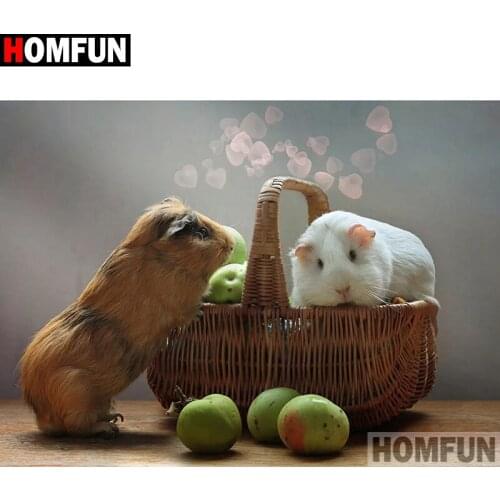HOMFUN 5D Diy Diamond Painting Cross Stitch "Hamster fruit basket" Home Decor Full Rhinestones Inlay Diamond Embroidery A26087