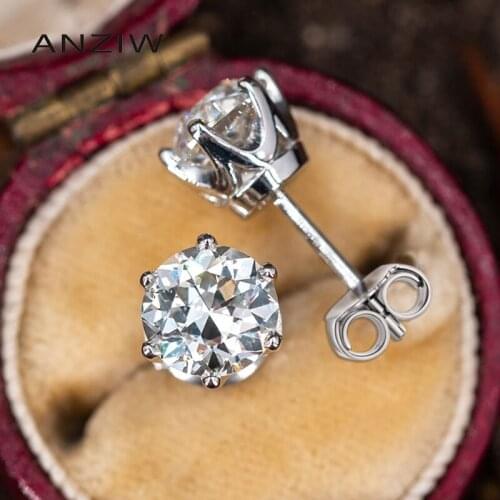 ANZIW Moissanite Stud Earrings 0.5-1Carat 925 Sterling Silver Earring Top Quality Lovely Earrings for Women Gift Fine Jewelry