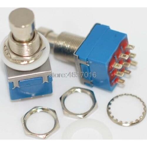 Free Shipping 10 X 3PDT 9-PIN Guitar Effects Stomp Switch Pedal Box Foot Metal True Bypass