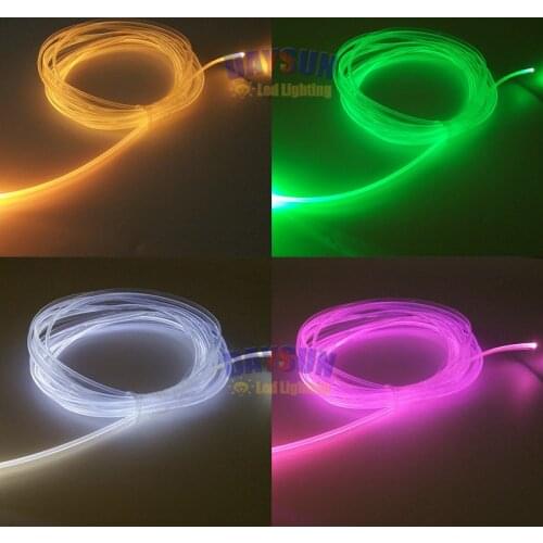 Free Shipping New Car Atmosphere Light 10 Meters Diameter 2.0mm Side Glow Fiber Optic Cable with Skirt Car Interior Cable Light