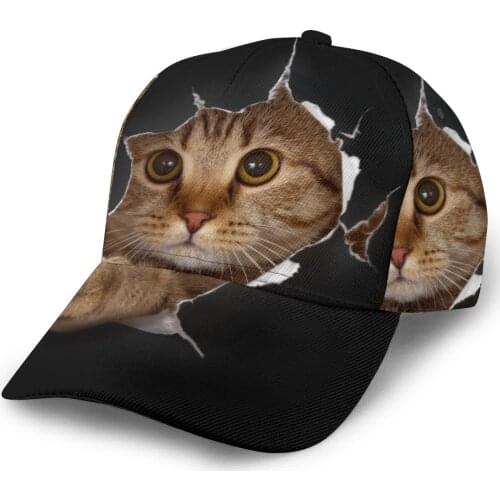 Cat In Black Paper Hole Baseball Cap women men snapback caps Classic Style hat Casual Sport Outdoor cap