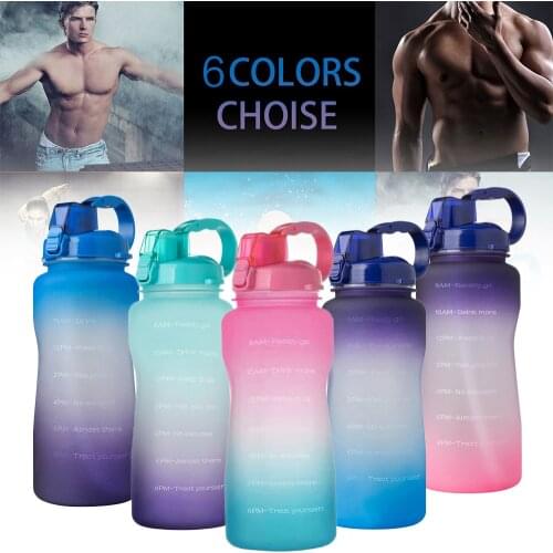 2L Large Sports Water Bottle Tritran Bpa Free Leakproof Bottles with Motivational Time Marker for Gym Fitness Outdoor Camping