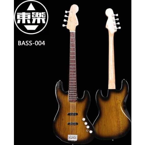 Wooden Handcrafted Miniature Guitar Model Bass-004 Bass Guitar Display with Case and Stand (Not Actual Bass! for Display Only!)
