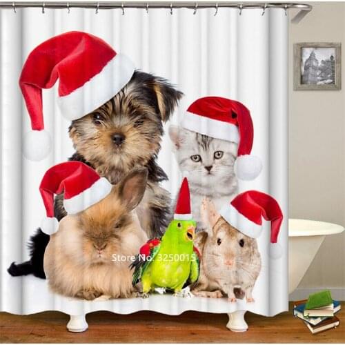 Childrens Bathtub Decoration Cute Pet Cat Cow Rooster Chameleon White Crane Eagle Moose Animal Waterproof Shower Curtain