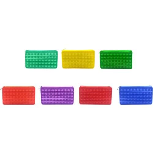 Children Anti Stress Pencil Bag Sensory Silicone Bubble Stationery Bag Decompression Dimmer Toy School Supplies