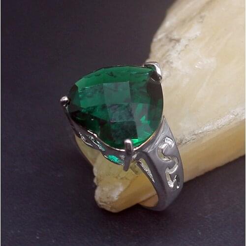 Gemstonefactory Jewelry Big Promotion Single Unique 925 Silver Adorable Lovely Green Topaz Women Men Gifts Rings 7# 20214031