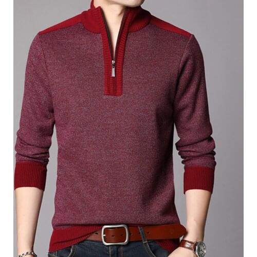 Cashmere Sweater Men Clothes Thick Warm Wool Pullover Spring Autumn Winter Men Casual Zipper Turtleneck Pull Homme