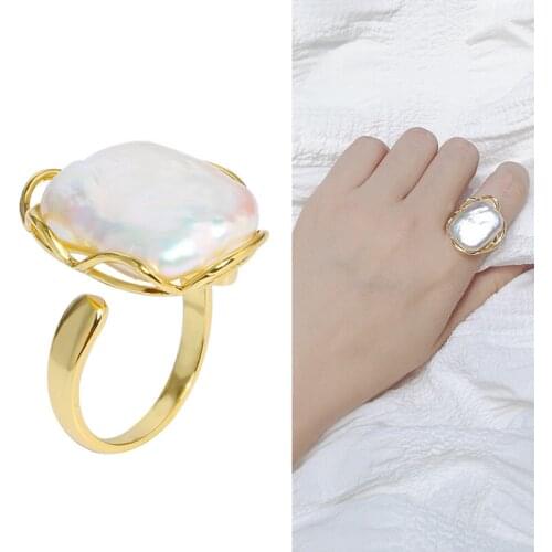 Wholesale 10pcs/lot Gold Plated Real Freshwater Baroque Pearl Ring Finger Ring Jewelry Nice Gift