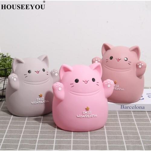 Piggy Bank Black Cat Animal Figurines Money Storage Box Animal Home Decor Modern Style Figurines Kids Gift Coin Jar