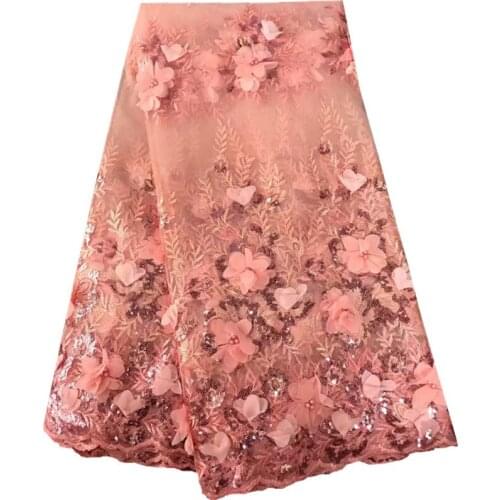 Hot Selling African 3D Flower Lace Fabric High Quality Tulle Lace Fabric French Voile Guipure Lace For Wedding Dress Sewing F744