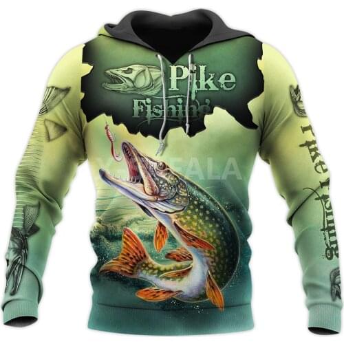 Cool Pike Fishing Art Fish 3D All Print Plus Hoodie Man Women Harajuku Outwear Zipper Pullover Sweatshirt Casual Unisex Jacket