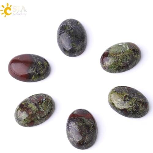 CSJA Natural Dragon Blood Stone Cabochon for Needlework Handmade Jewelry DIY Making Oval Loose Gem Stone Beads 18x25 30x40 F833