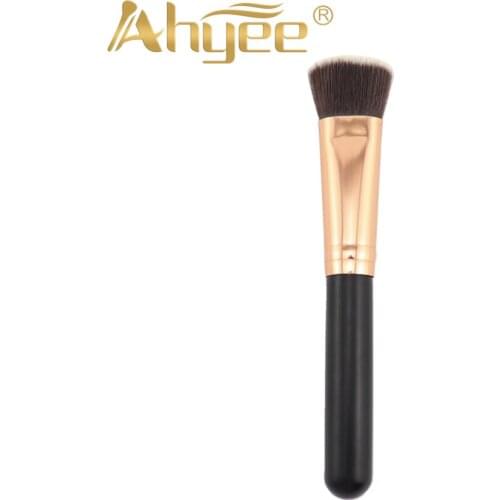 New Professional Flat Top Brush Rose Golden Blank Wood Handle For Bronzer Foundation Synthetic hair Cosmetics Make up