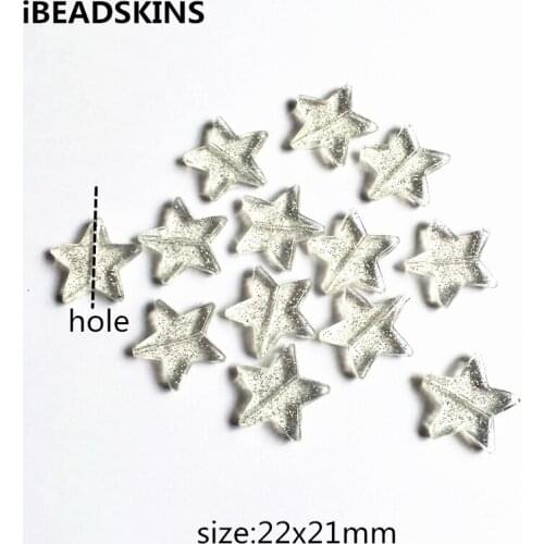 New arrival! 22x21mm 450pcs/lot Built-in silver glitter clear star-shape beads for Necklace Jewelry