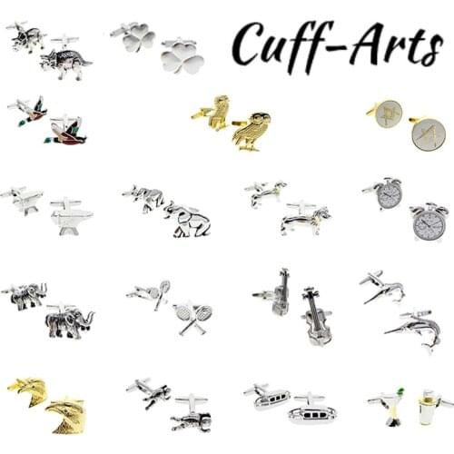 New Fashion Design Mens French Shirt Cufflinks Button Gold and Bird Dinosaur Elephant Brain Aircraft Modeling Cufflinks