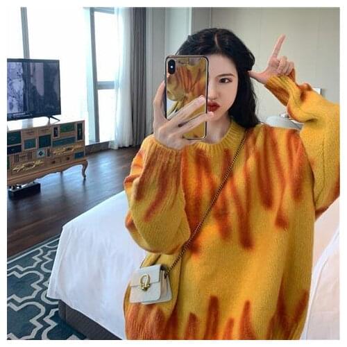 HSTAR Autumn Winter Loose Sweater Women Long Sleeve Oversized Knitted Sweaters Pullover Jumper Fashion 2020 Sweater Female