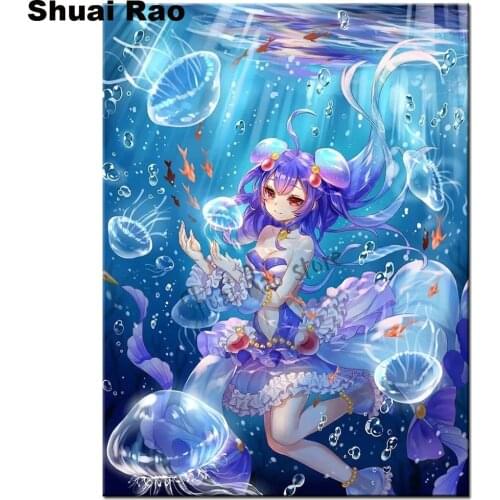 Full square Diamond embroidery 5d"Jellyfish girl"diamond mosaic set diamond painting sale cross-stitch Marine life for children