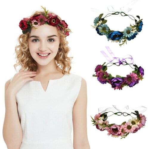 Lady Girl Princess Rose Crown Flower Head Wreath Floral Hairbands Beach Wedding Headband Bridal Bridesmaid Travel Accessories