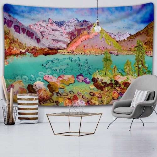 Simple ink color painting psychedelic scene home decoration tapestry bohemian decoration hippie bedroom bed sheet sofa blanket