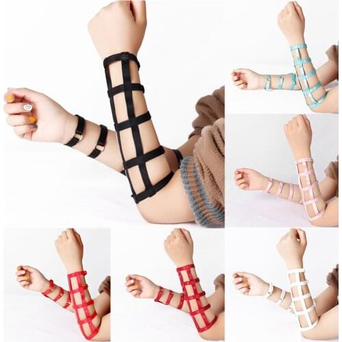 1 Pair Goth Wristband Harness Adjustable Harness Women Suspender Cage Bracelet Club Wear Sexy Elastic Hand Ornaments