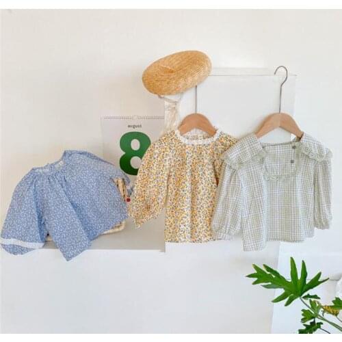 New 2021 Spring Kids Girl Long Sleeve Floral Shirt Autumn Infant Baby Girl Newborn Shirt Clothes Baby Girl Shirt 1-6Yrs