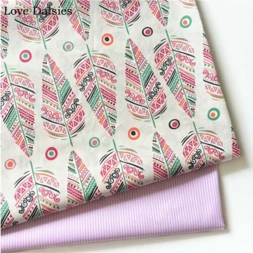 100% Cotton Nordic Wind Geometric Pattern Big Color Leave Round Pink Stripe Twill Fabrics for DIY Apparel Dress Decor Handcraft