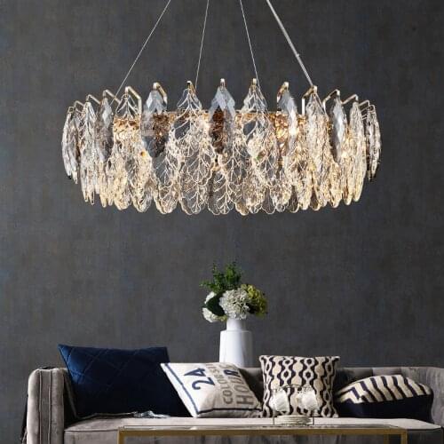 Modern luxury crystal chandelier simple Nordic style living room light atmosphere bedroom restaurant lamps